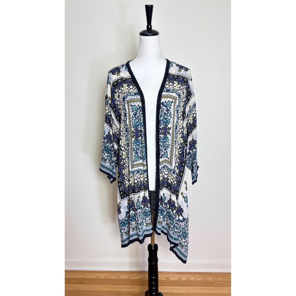 Bila Boho Kimono Open Front Lightweight Cardigan Top Size Medium/Large Hippie